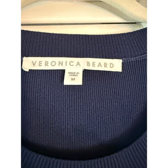 Veronica Beard Navy Ivory Stripe Dominique Long Sleeve Dress Sz Med - Picture 8 of 9